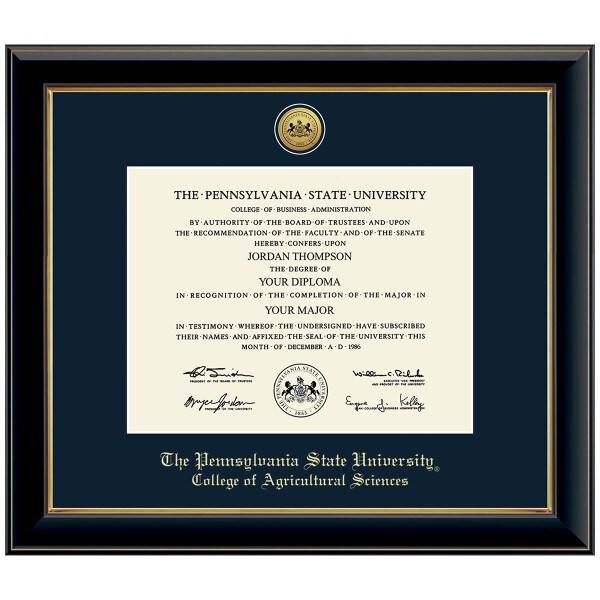 #107 College of Agricultural Sciences diploma frame Gold Medallion (Black)